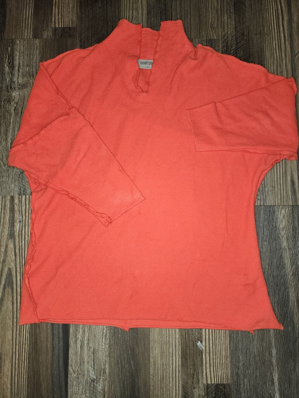 Eleven Stitch Design Tunic Top Small Oversized Raw Edges Lagenlook Peasant Beach